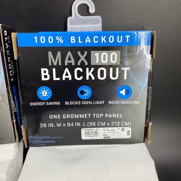 Max 100 Blackout 100% Noise Reducing Grommet Top 2 Panels White 38x84 Org $100 - Picture 3 of 9